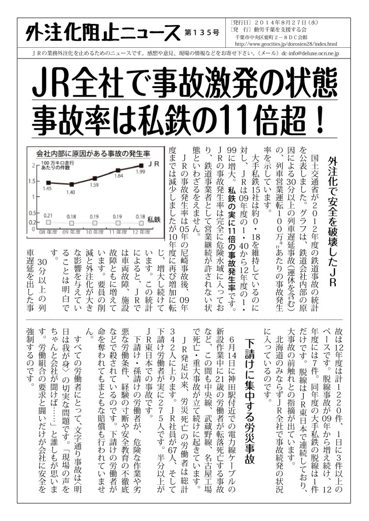 外注化阻止ニュース135号