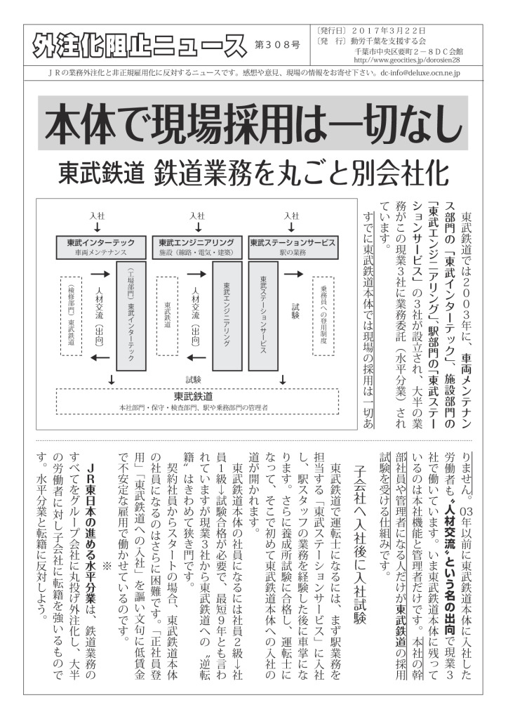 外注化阻止ニュース308号