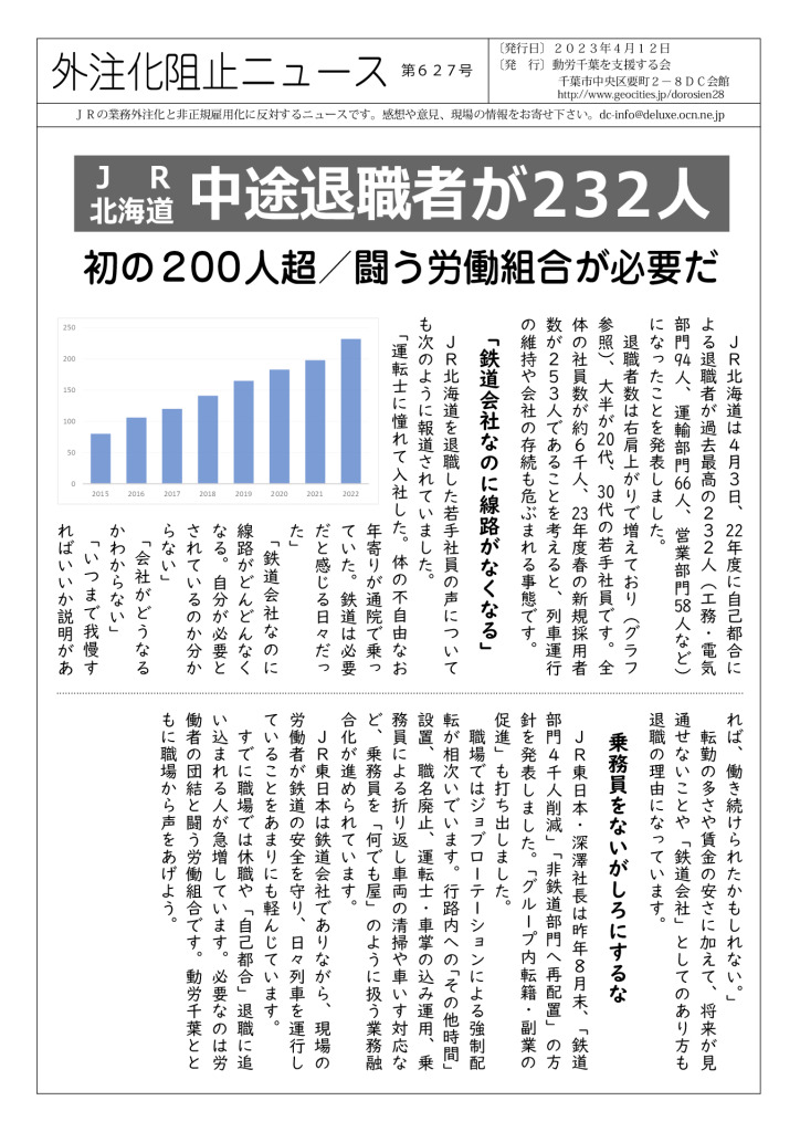 外注化阻止ニュース627号