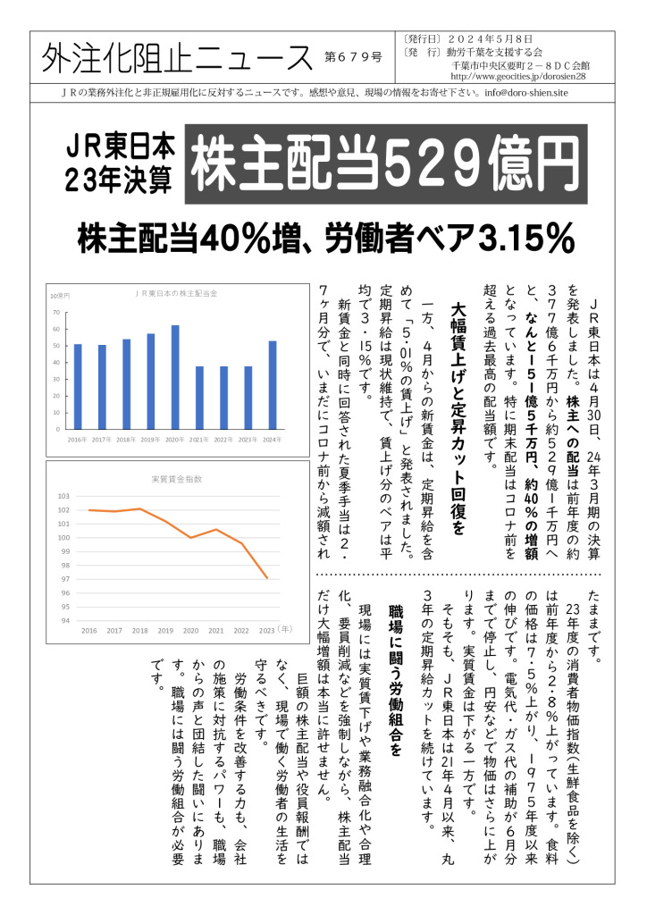 外注化阻止ニュース679号