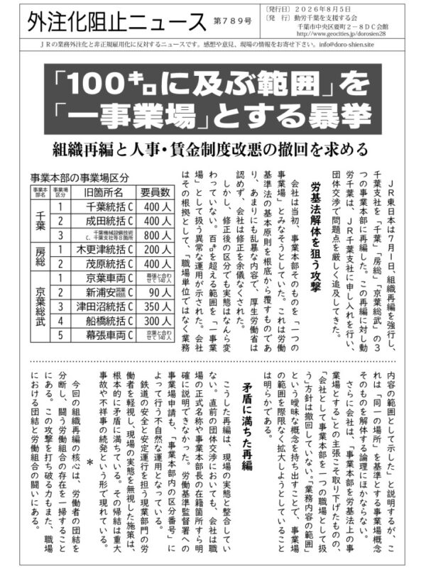 外注化阻止ニュース789号